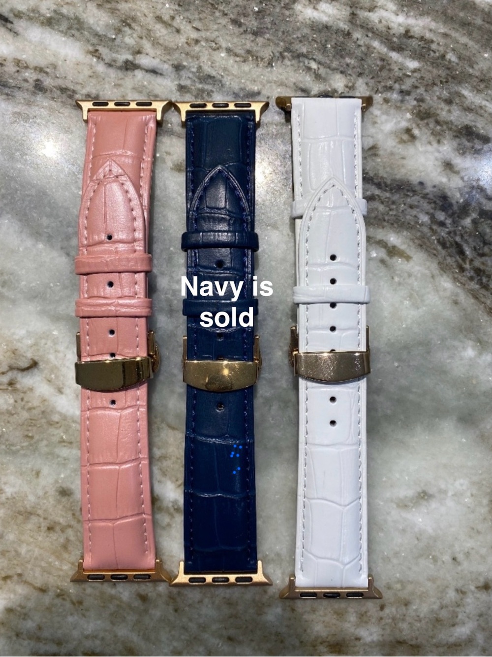 Apple Watch leather band - Rose gold butterfly buckle, price/band